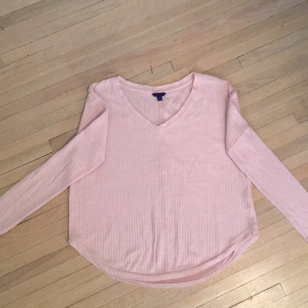 Pink Waffle-Knit Top